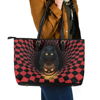 3D Illusion Cat Halloween Leather Tote Bag Horror Cartoon Style - Wonder Print Shop