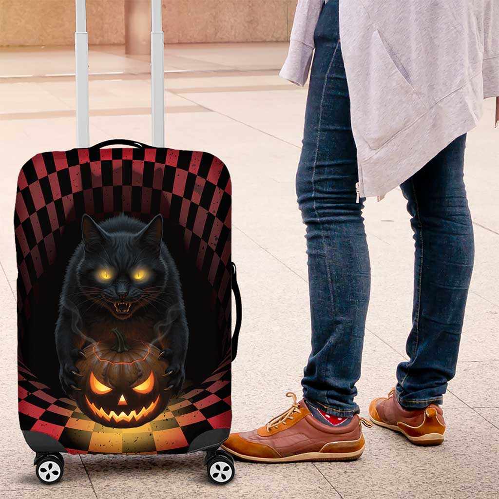 3D Illusion Cat Halloween Luggage Cover Horror Cartoon Style - Wonder Print Shop
