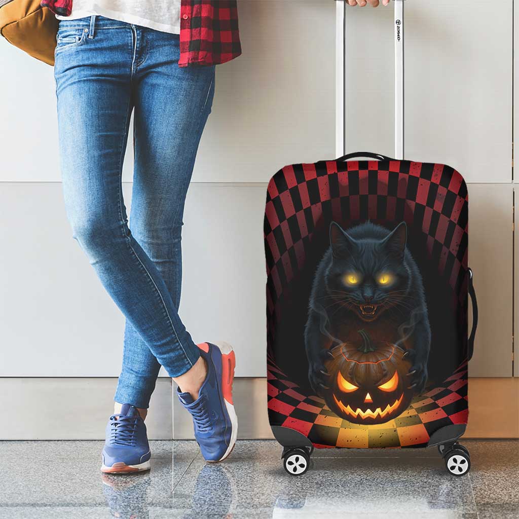 3D Illusion Cat Halloween Luggage Cover Horror Cartoon Style - Wonder Print Shop
