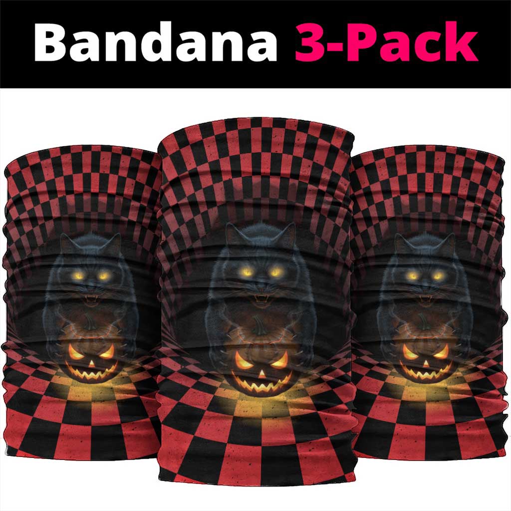 3D Illusion Cat Halloween Neck Gaiter Horror Cartoon Style - Wonder Print Shop