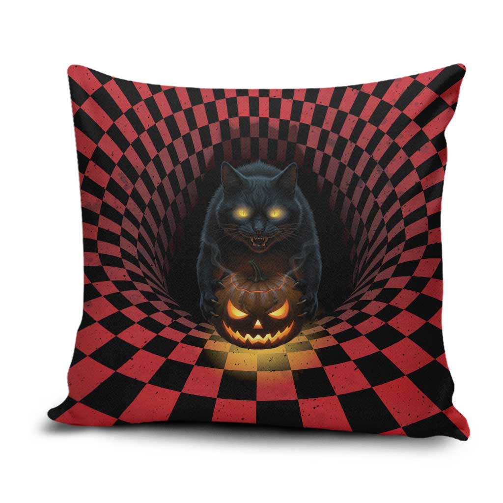 3D Illusion Cat Halloween Pillow Cover Horror Cartoon Style - Wonder Print Shop