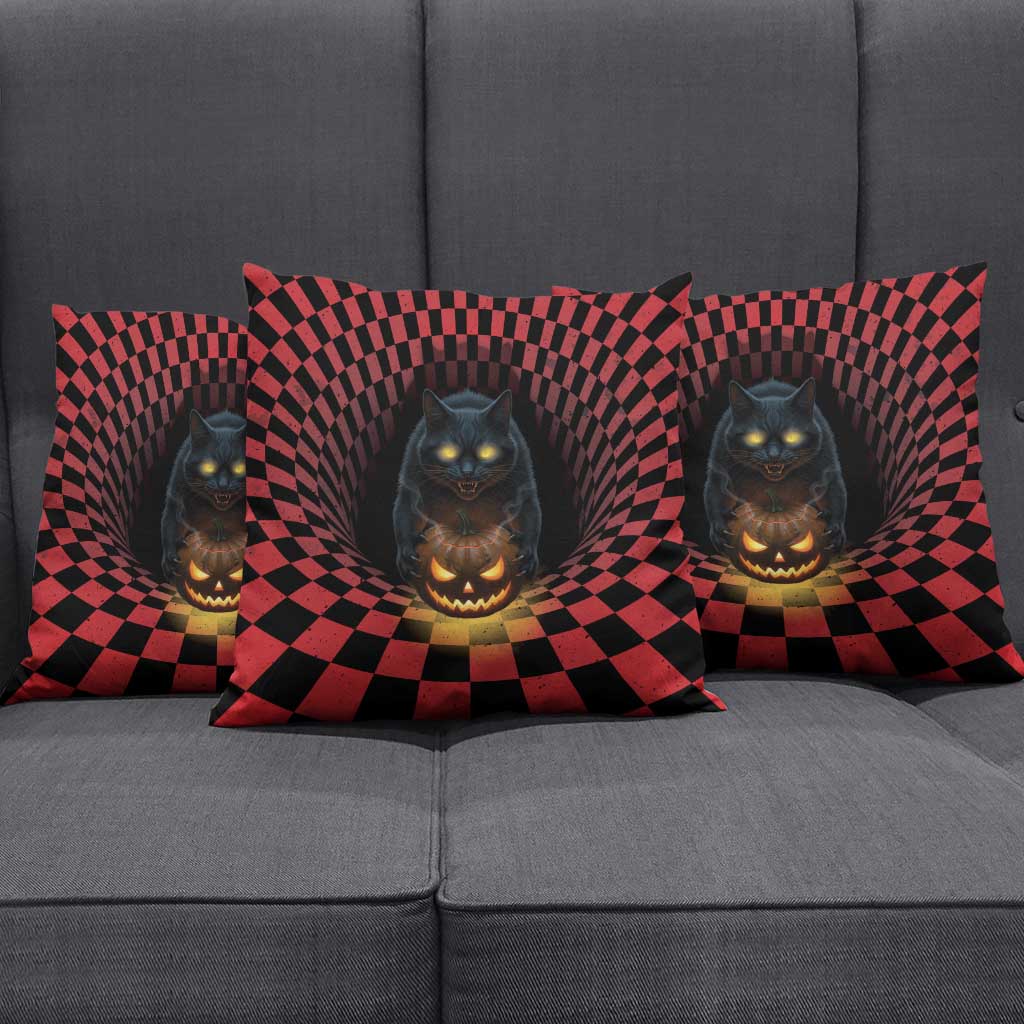 3D Illusion Cat Halloween Pillow Cover Horror Cartoon Style - Wonder Print Shop