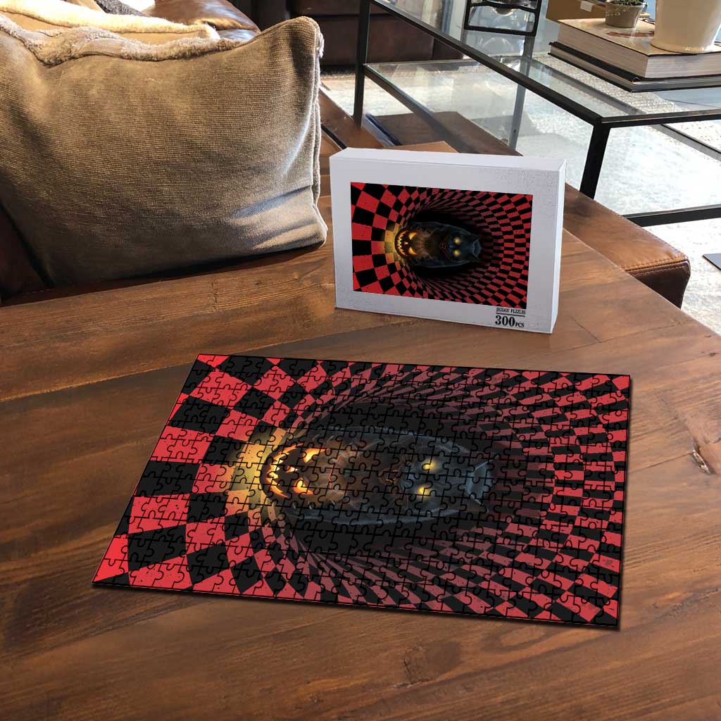 3D Illusion Cat Halloween Puzzle Horror Cartoon Style - Wonder Print Shop