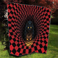 3D Illusion Cat Halloween Quilt Horror Cartoon Style - Wonder Print Shop