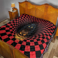 3D Illusion Cat Halloween Quilt Horror Cartoon Style - Wonder Print Shop