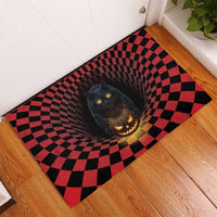 3D Illusion Cat Halloween Rubber Doormat Horror Cartoon Style - Wonder Print Shop