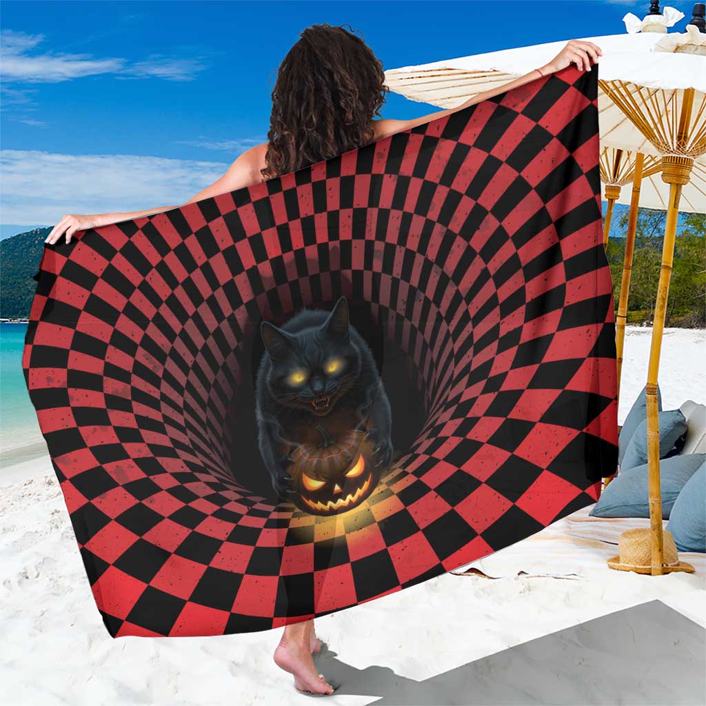 3D Illusion Cat Halloween Sarong Horror Cartoon Style - Wonder Print Shop