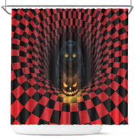 3D Illusion Cat Halloween Shower Curtain Horror Cartoon Style - Wonder Print Shop