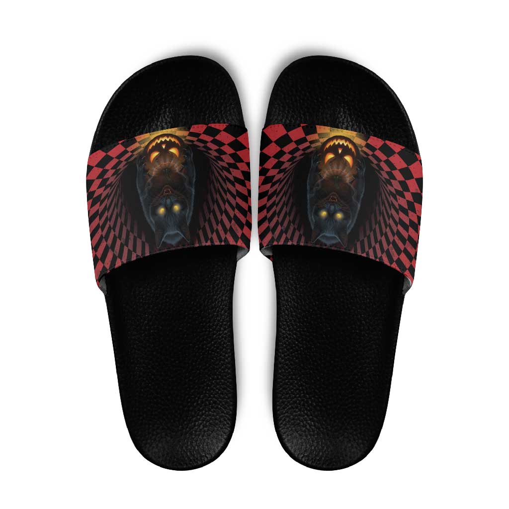 3D Illusion Cat Halloween Slide Sandals Horror Cartoon Style - Wonder Print Shop