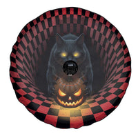 3D Illusion Cat Halloween Spare Tire Cover Horror Cartoon Style - Wonder Print Shop