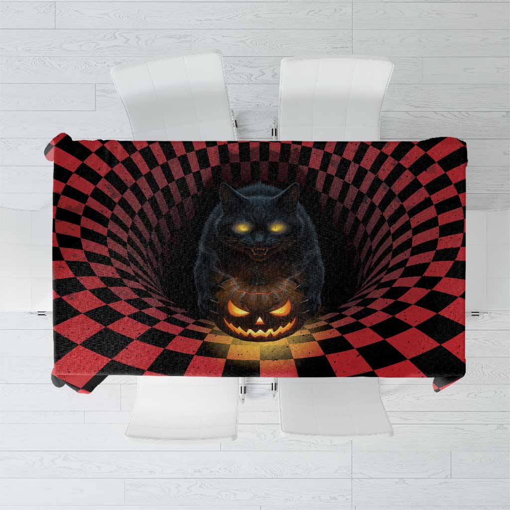 3D Illusion Cat Halloween Tablecloth Horror Cartoon Style - Wonder Print Shop