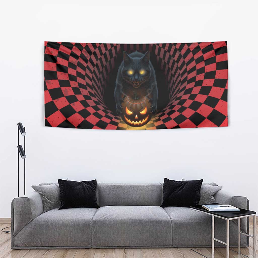 3D Illusion Cat Halloween Tapestry Horror Cartoon Style - Wonder Print Shop