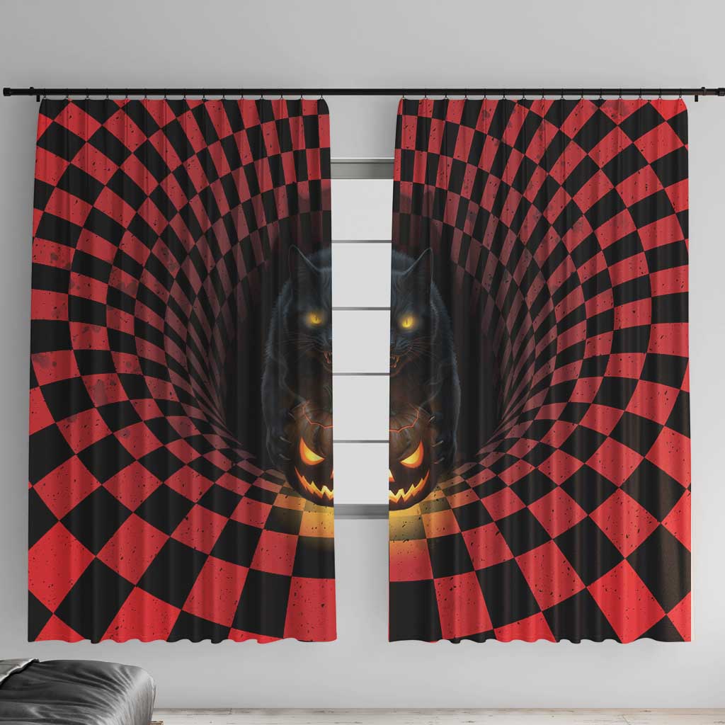 3D Illusion Cat Halloween Window Curtain Horror Cartoon Style - Wonder Print Shop