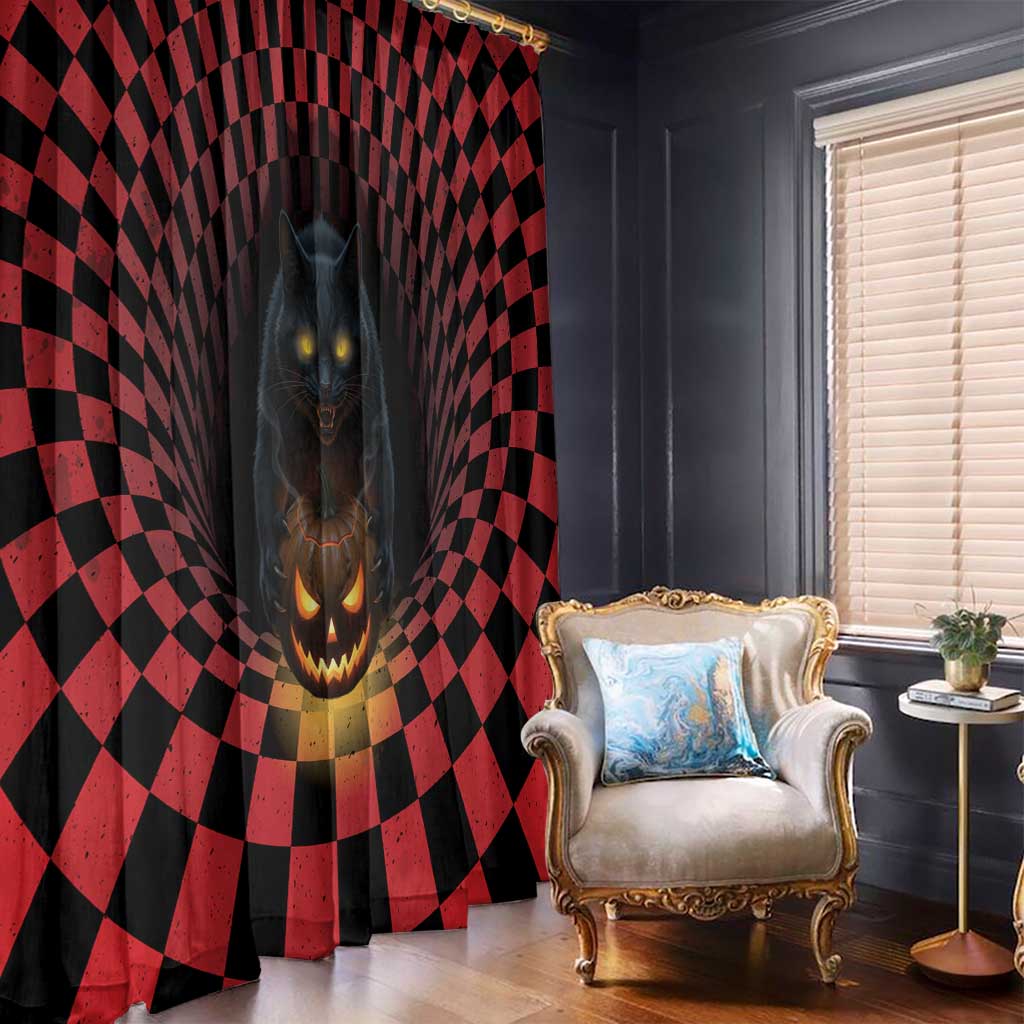 3D Illusion Cat Halloween Window Curtain Horror Cartoon Style - Wonder Print Shop