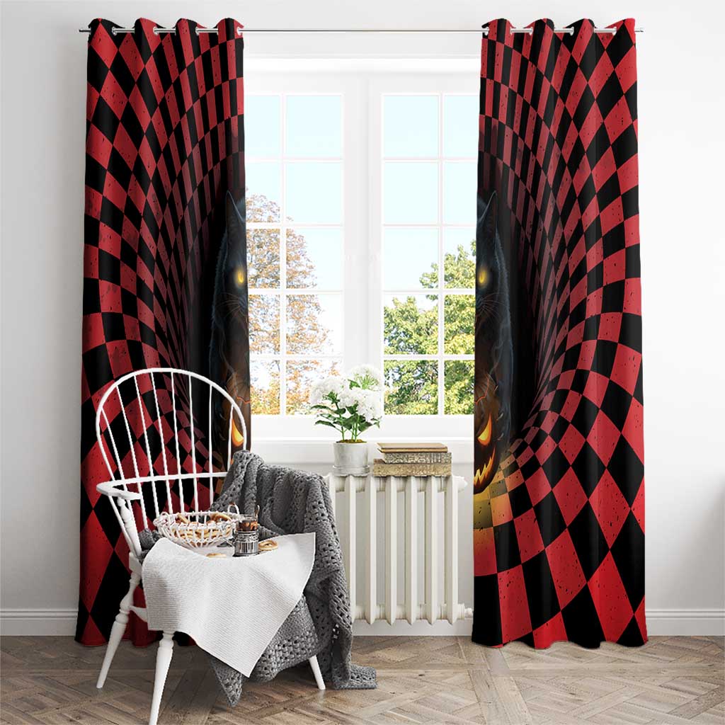3D Illusion Cat Halloween Window Curtain Horror Cartoon Style - Wonder Print Shop