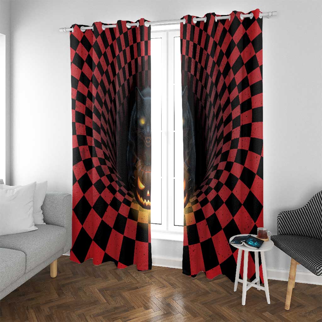 3D Illusion Cat Halloween Window Curtain Horror Cartoon Style - Wonder Print Shop