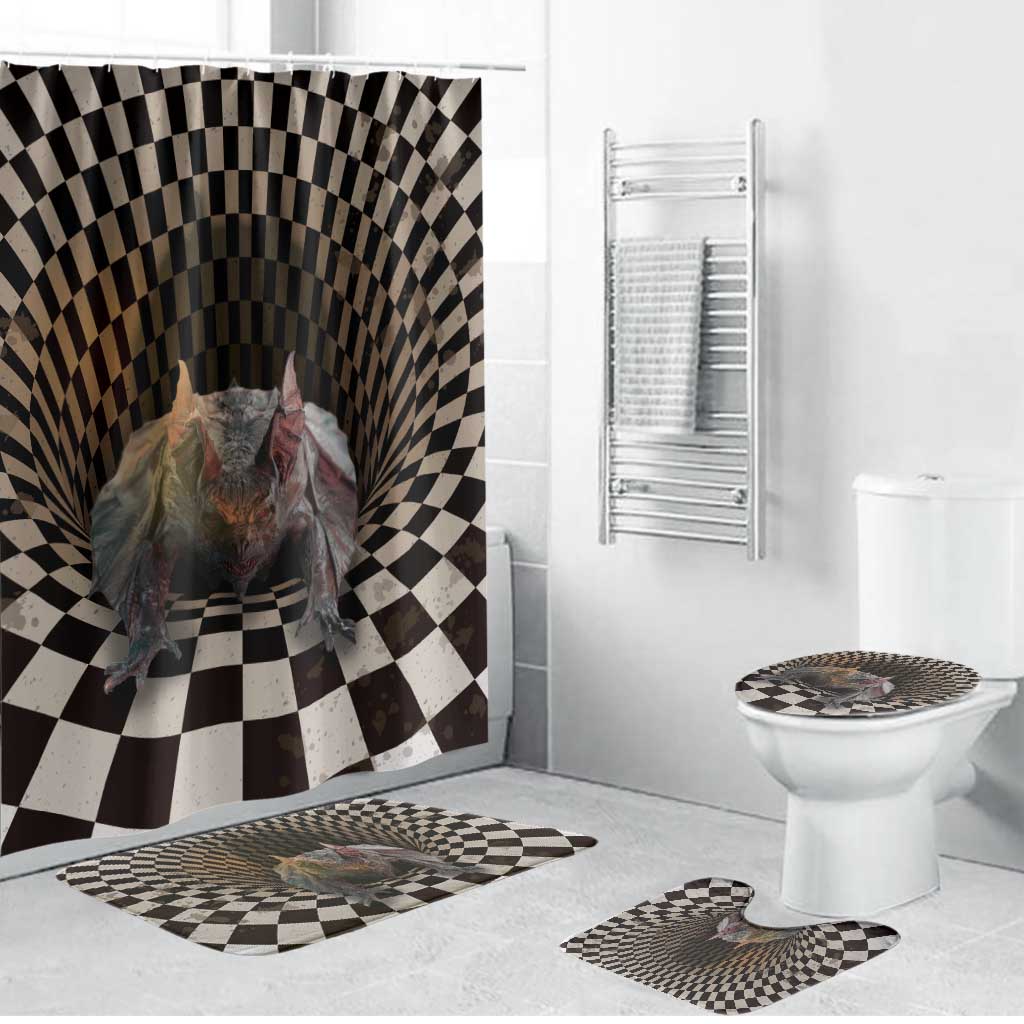 3D Illusion Bat Halloween Bathroom Set Horror Style - Wonder Print Shop