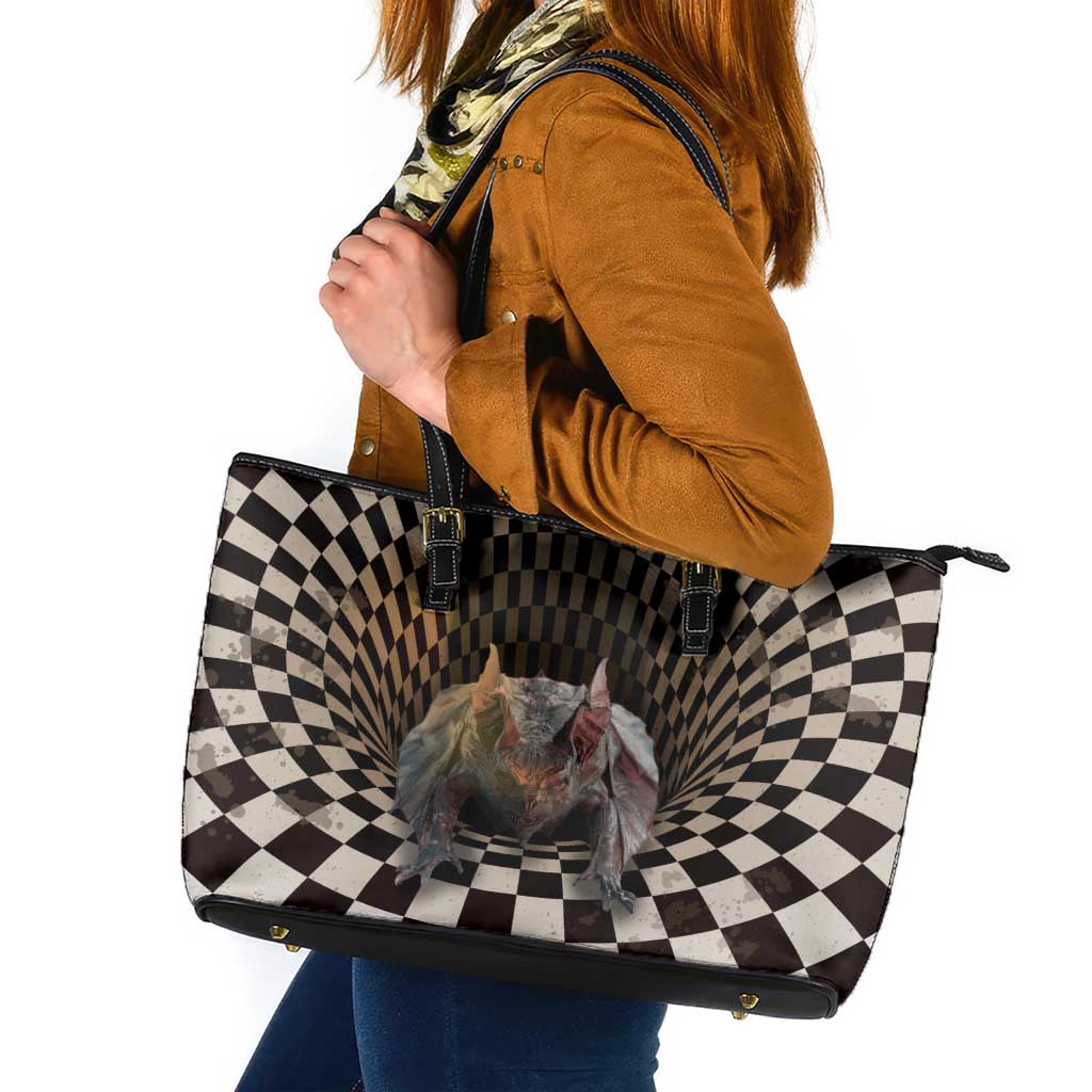3D Illusion Bat Halloween Leather Tote Bag Horror Style - Wonder Print Shop