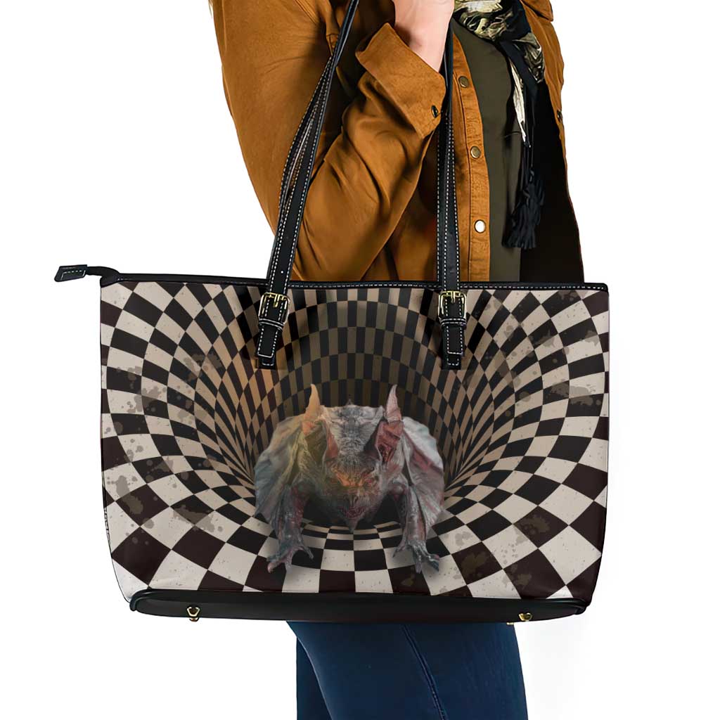 3D Illusion Bat Halloween Leather Tote Bag Horror Style - Wonder Print Shop
