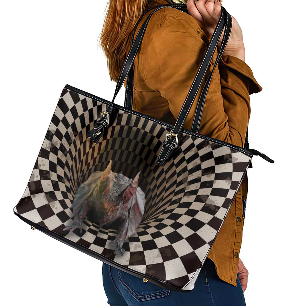 3D Illusion Bat Halloween Leather Tote Bag Horror Style - Wonder Print Shop