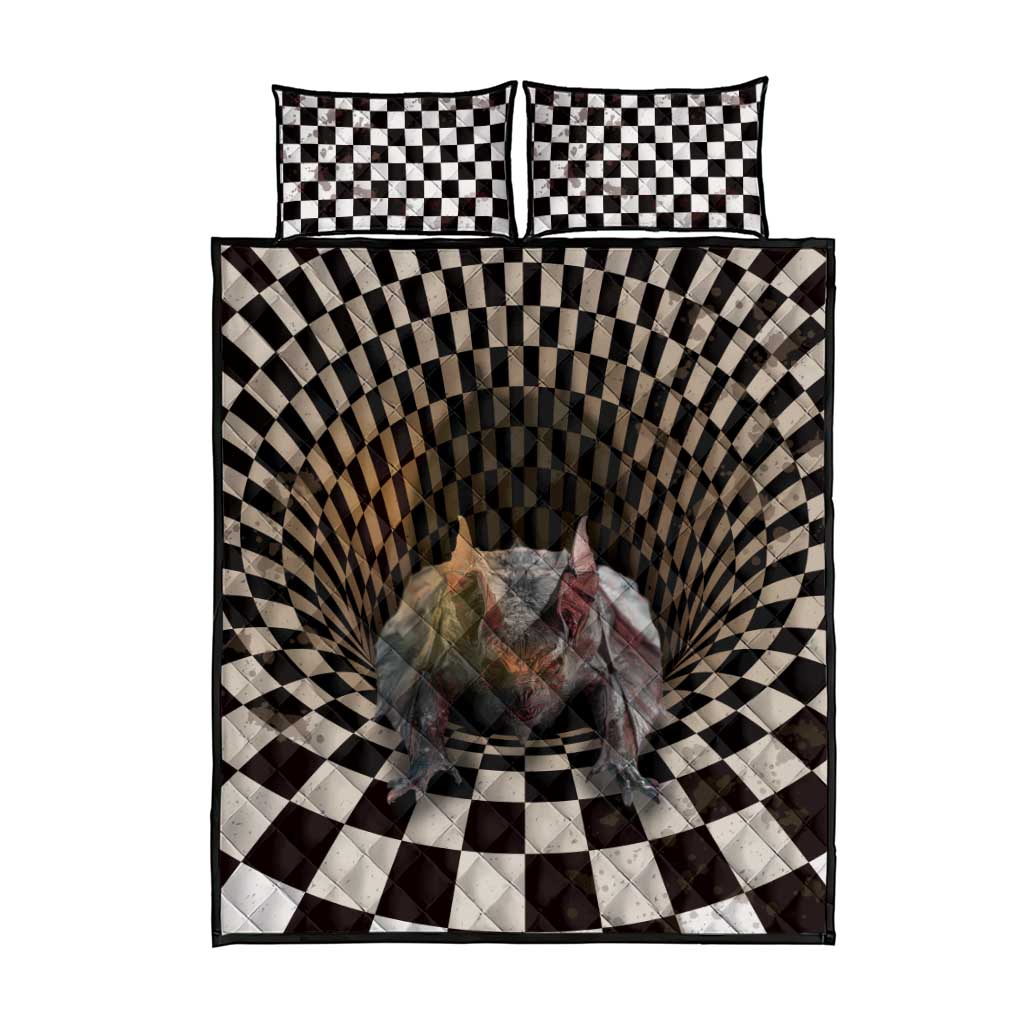 3D Illusion Bat Halloween Quilt Bed Set Horror Style DT05