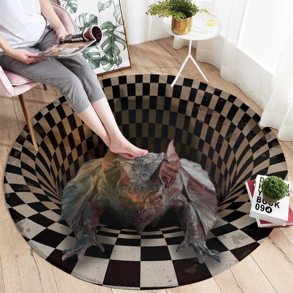 3D Illusion Bat Halloween Round Carpet Horror Style - Wonder Print Shop