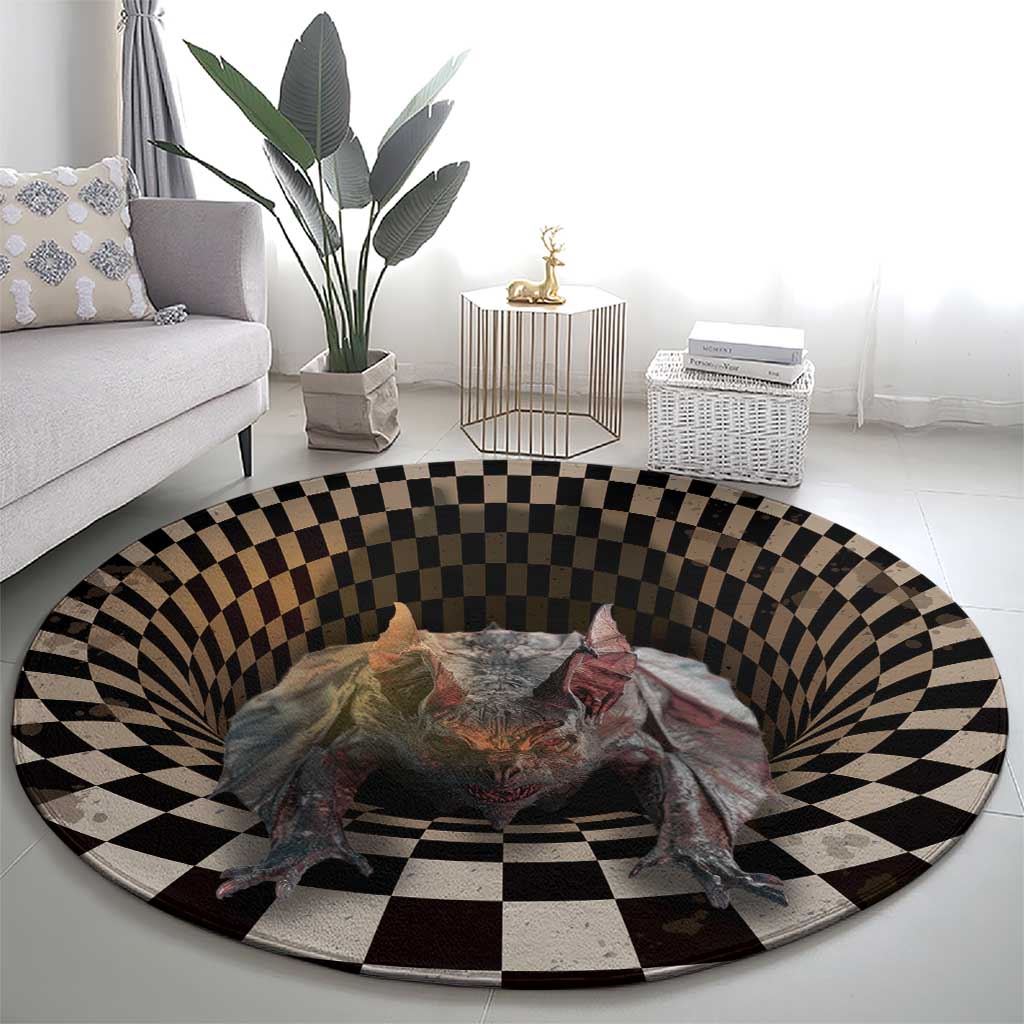 3D Illusion Bat Halloween Round Carpet Horror Style - Wonder Print Shop