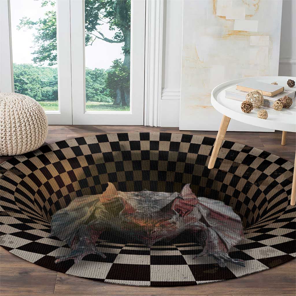 3D Illusion Bat Halloween Round Carpet Horror Style - Wonder Print Shop