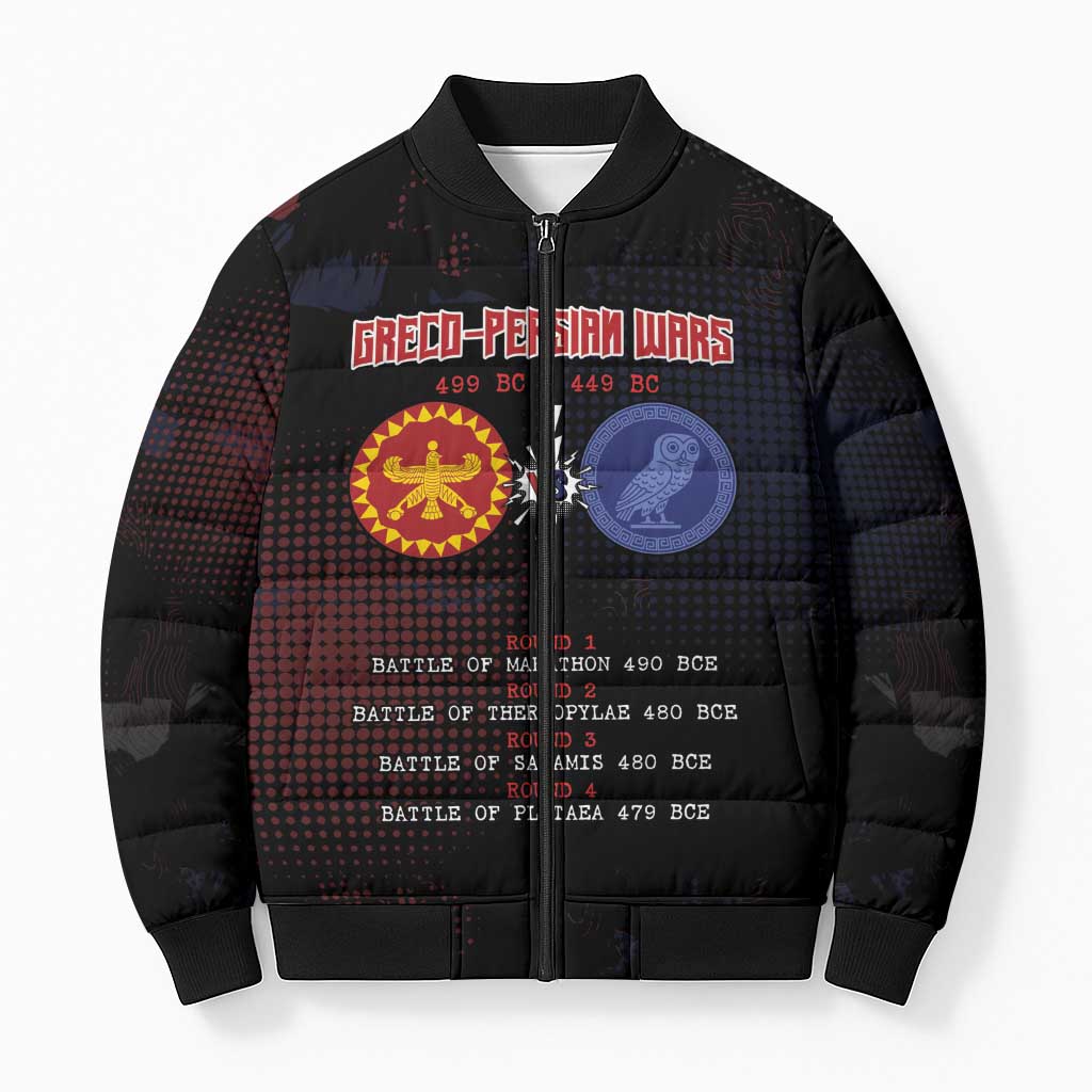 Personalized Delian League Bomber Puffer Jacket Greek And Persian Wars - Wonder Print Shop