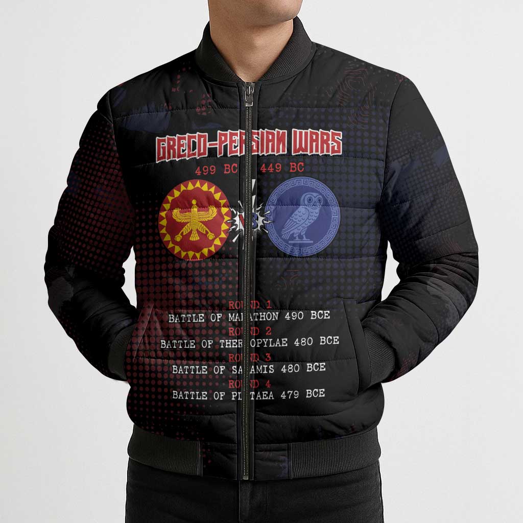 Personalized Delian League Bomber Puffer Jacket Greek And Persian Wars - Wonder Print Shop