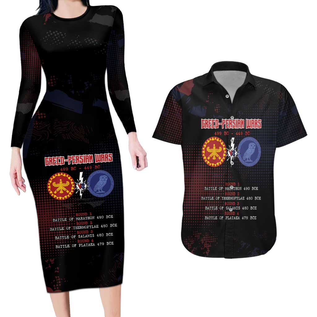 Personalized Delian League Couples Matching Long Sleeve Bodycon Dress and Hawaiian Shirt Greek And Persian Wars - Wonder Print Shop