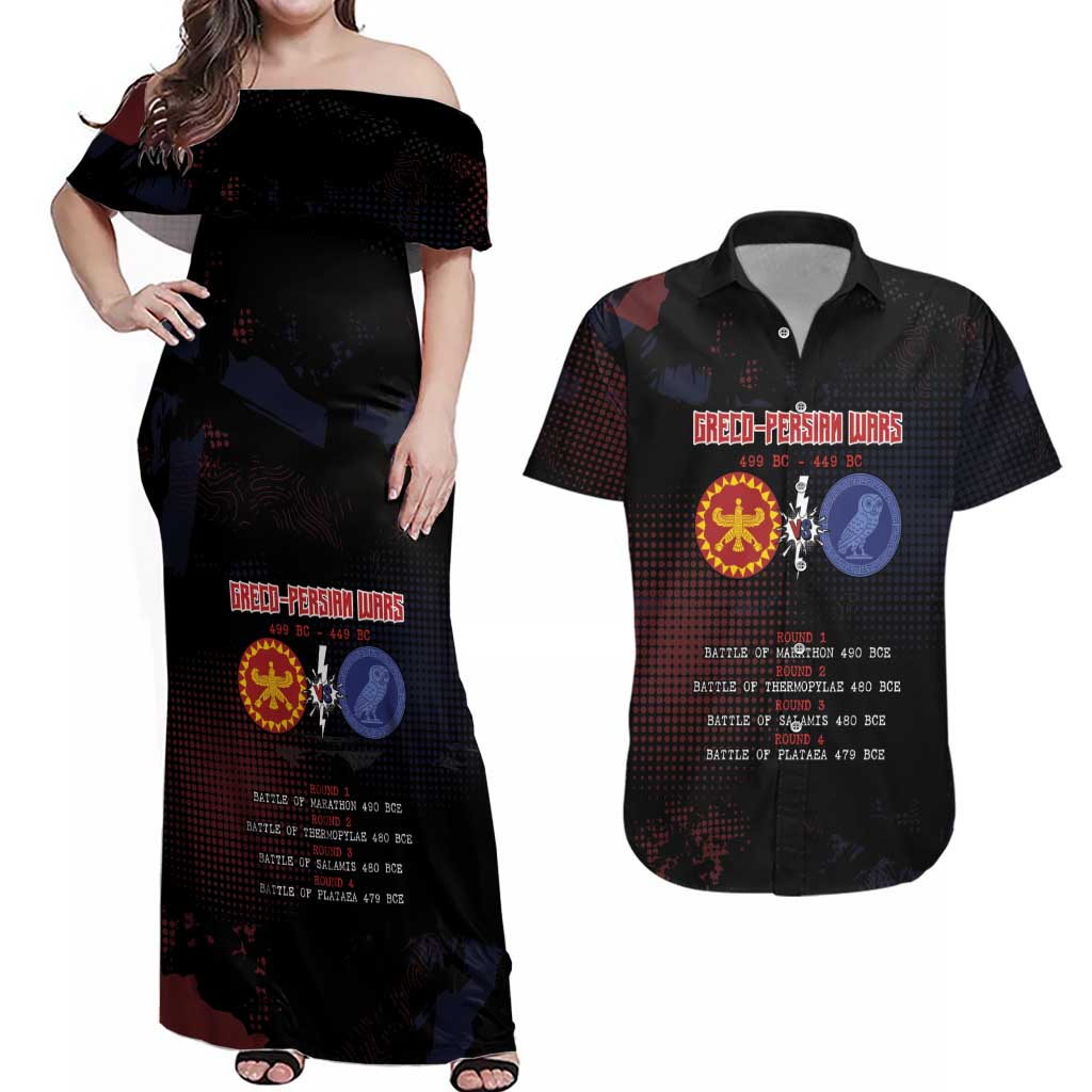 Personalized Delian League Couples Matching Off Shoulder Maxi Dress and Hawaiian Shirt Greek And Persian Wars - Wonder Print Shop