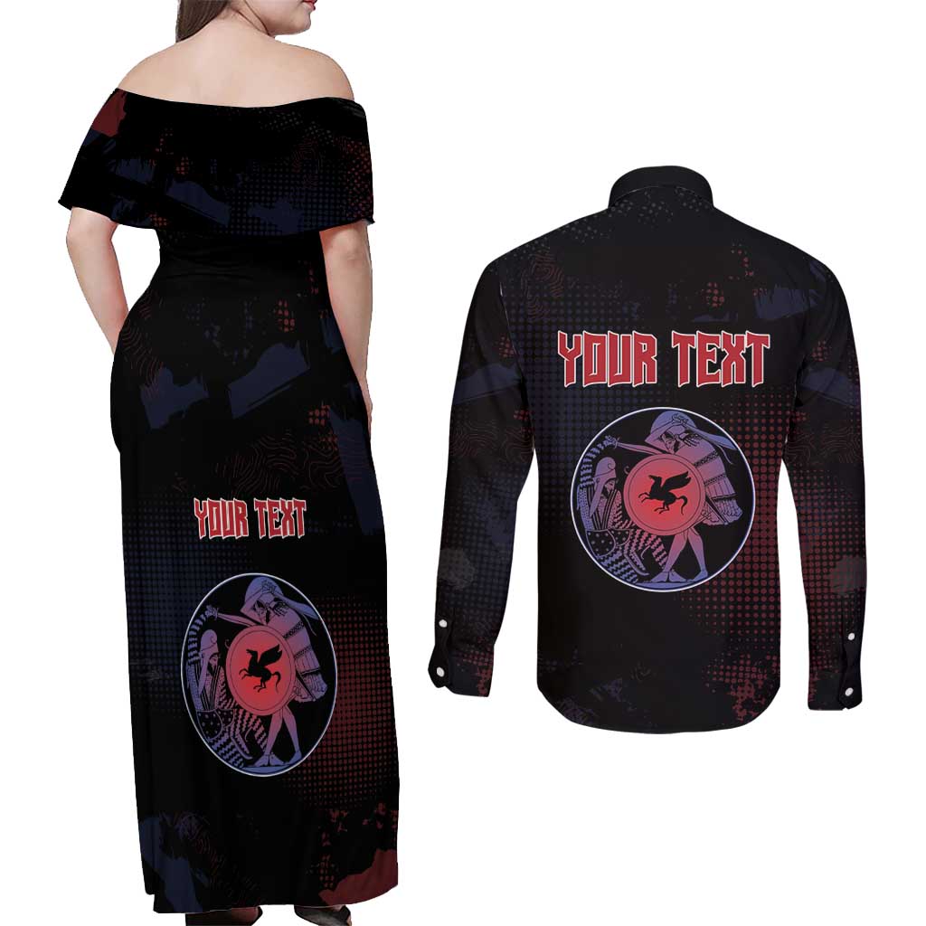 Personalized Delian League Couples Matching Off Shoulder Maxi Dress and Long Sleeve Button Shirt Greek And Persian Wars - Wonder Print Shop