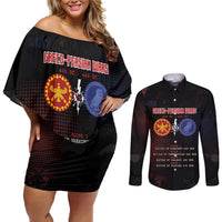 Personalized Delian League Couples Matching Off Shoulder Short Dress and Long Sleeve Button Shirt Greek And Persian Wars - Wonder Print Shop