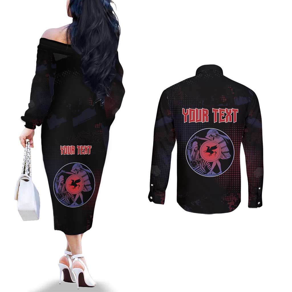 Personalized Delian League Couples Matching Off The Shoulder Long Sleeve Dress and Long Sleeve Button Shirt Greek And Persian Wars - Wonder Print Shop