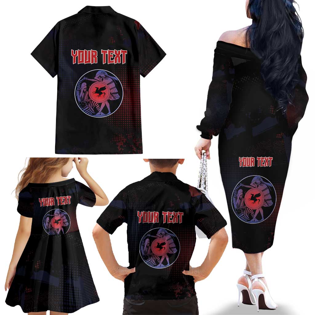 Personalized Delian League Family Matching Off The Shoulder Long Sleeve Dress and Hawaiian Shirt Greek And Persian Wars - Wonder Print Shop
