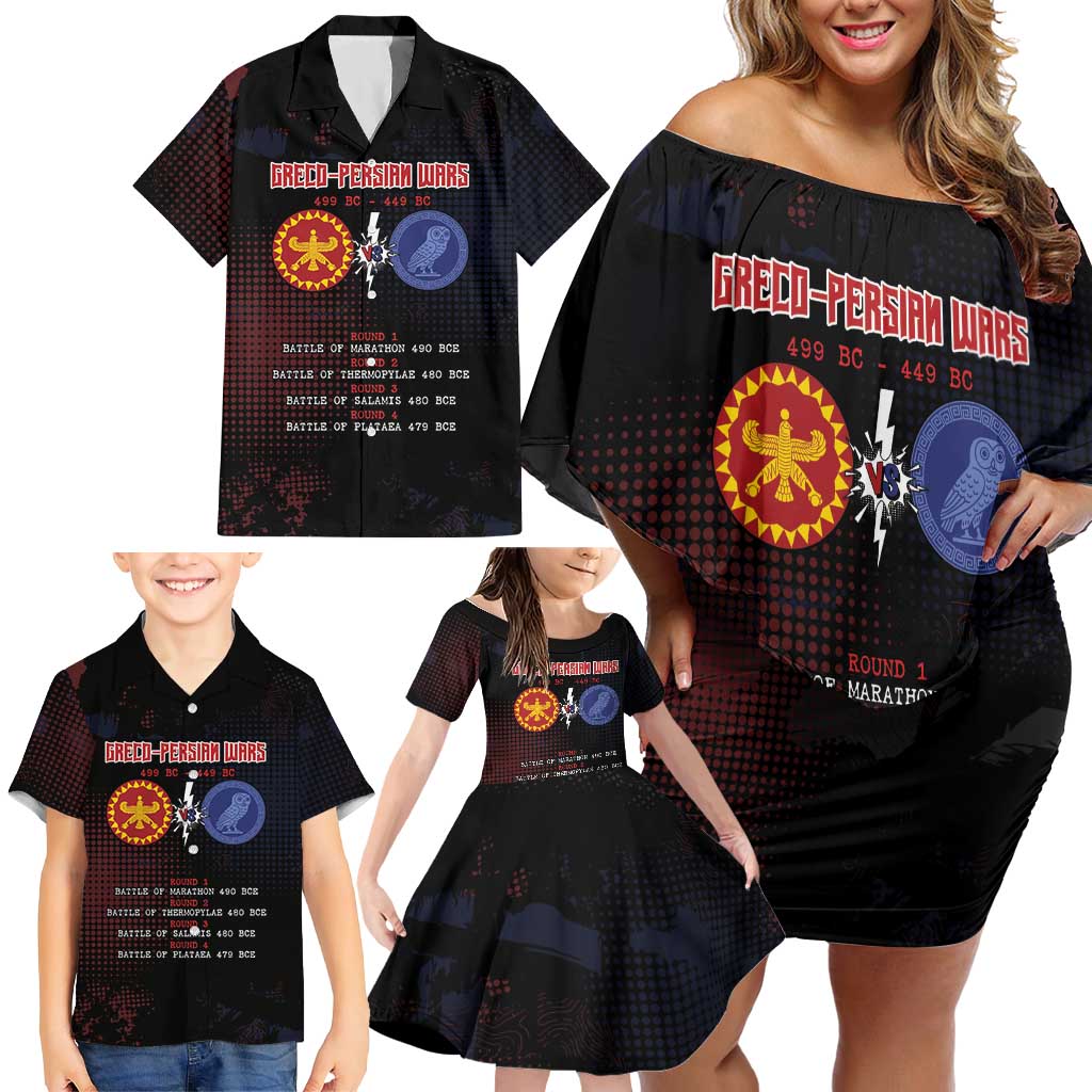 Personalized Delian League Family Matching Off Shoulder Short Dress and Hawaiian Shirt Greek And Persian Wars - Wonder Print Shop