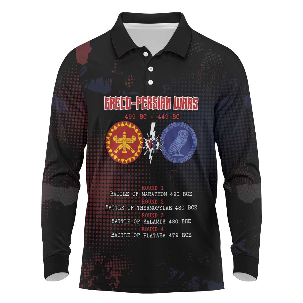Personalized Delian League Long Sleeve Polo Shirt Greek And Persian Wars - Wonder Print Shop