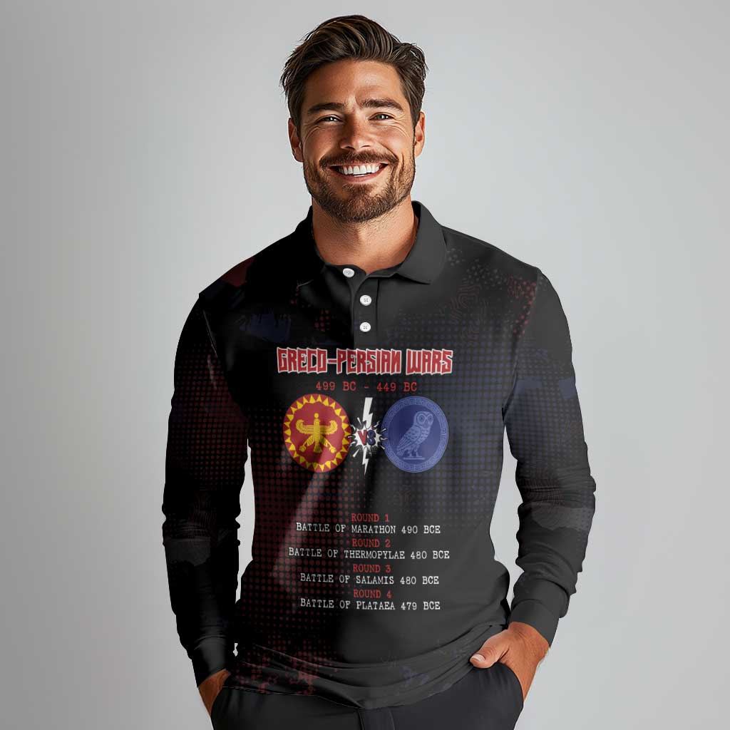 Personalized Delian League Long Sleeve Polo Shirt Greek And Persian Wars - Wonder Print Shop