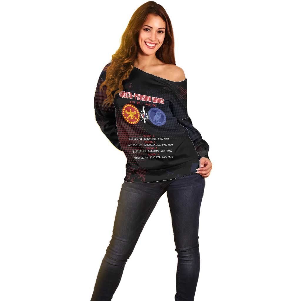Personalized Delian League Off Shoulder Sweater Greek And Persian Wars - Wonder Print Shop