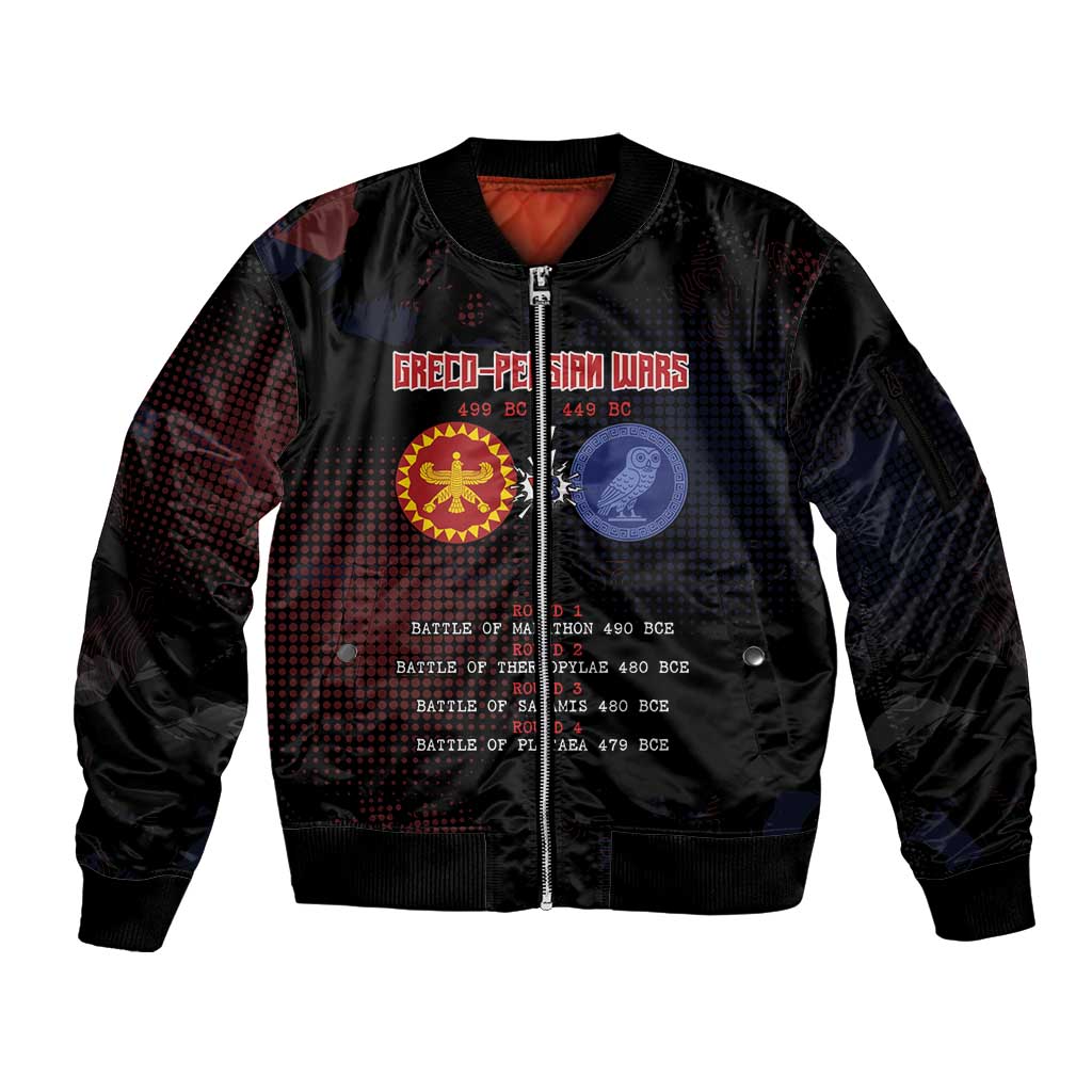 Personalized Delian League Sleeve Zip Bomber Jacket Greek And Persian Wars - Wonder Print Shop