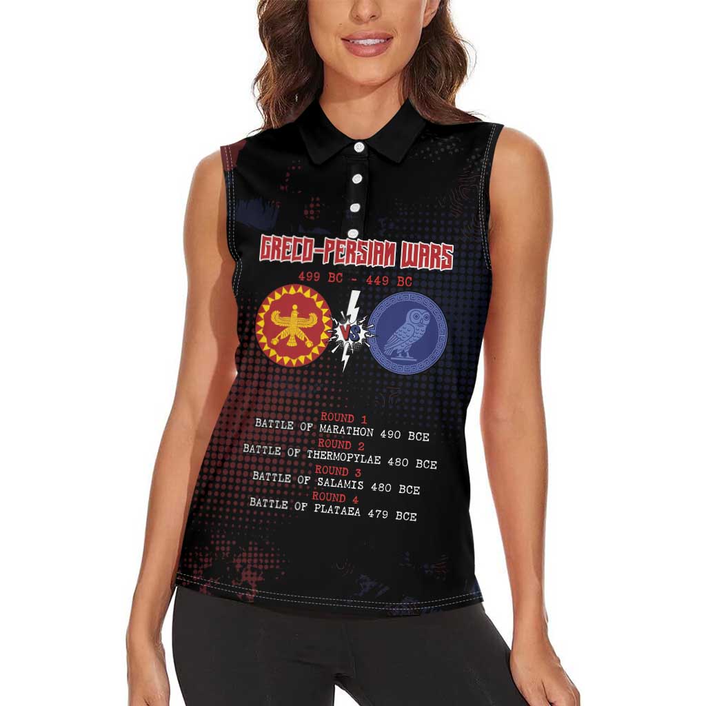 Personalized Delian League Women Sleeveless Polo Shirt Greek And Persian Wars - Wonder Print Shop