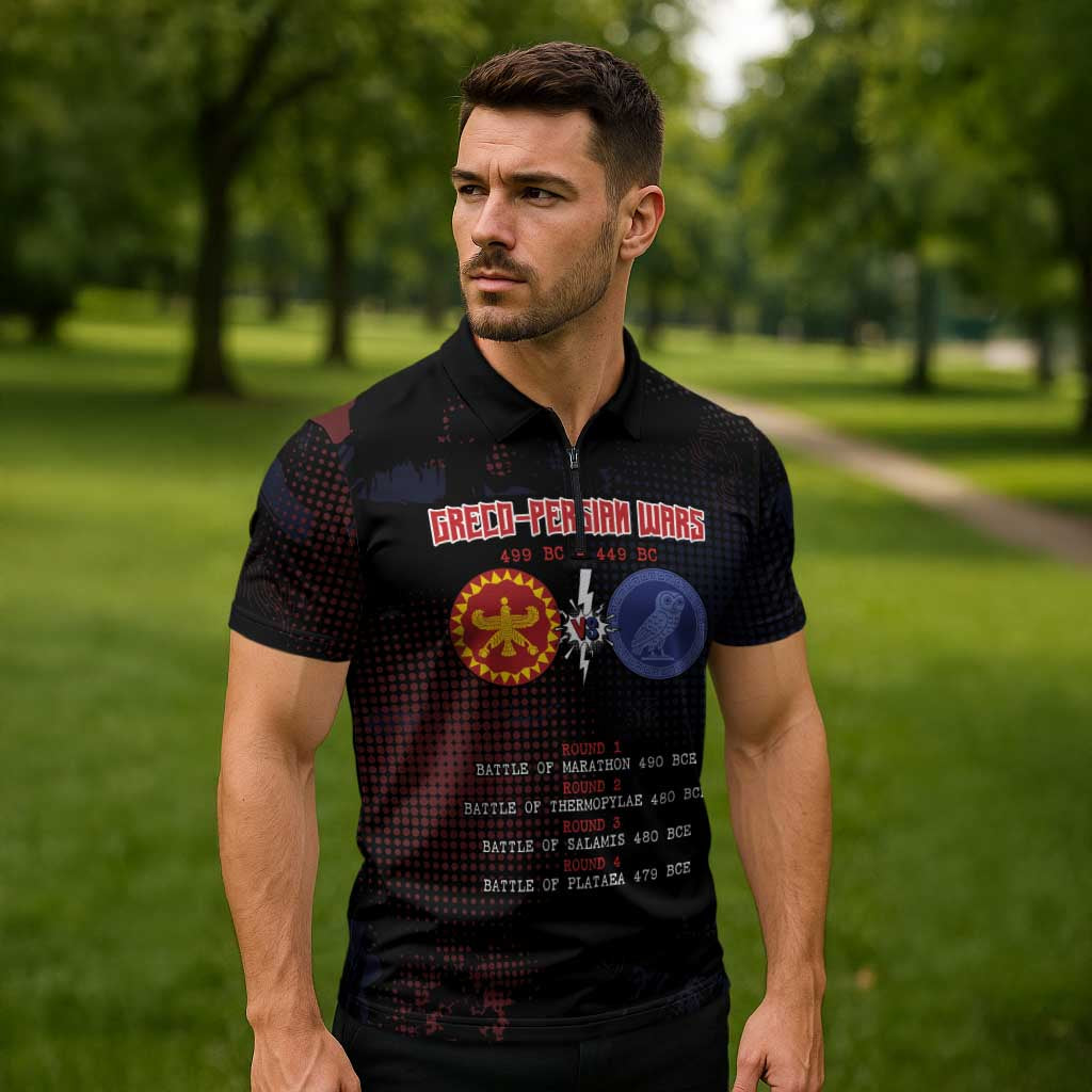Personalized Delian League Zipper Polo Shirt Greek And Persian Wars - Wonder Print Shop