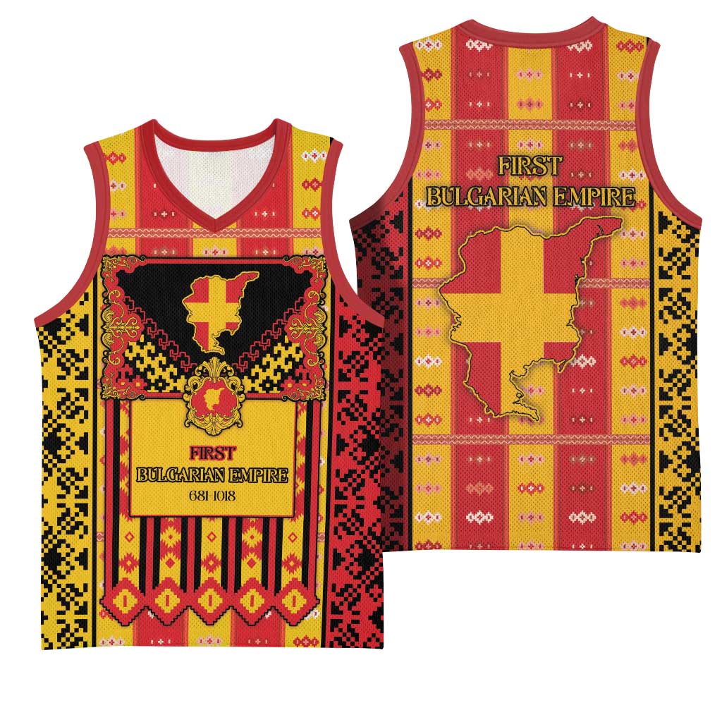 First Bulgarian Empire Basketball Jersey Slavic Patterns - Wonder Print Shop