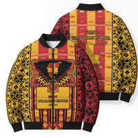 First Bulgarian Empire Bomber Puffer Jacket Slavic Patterns - Wonder Print Shop