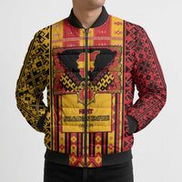 First Bulgarian Empire Bomber Puffer Jacket Slavic Patterns - Wonder Print Shop