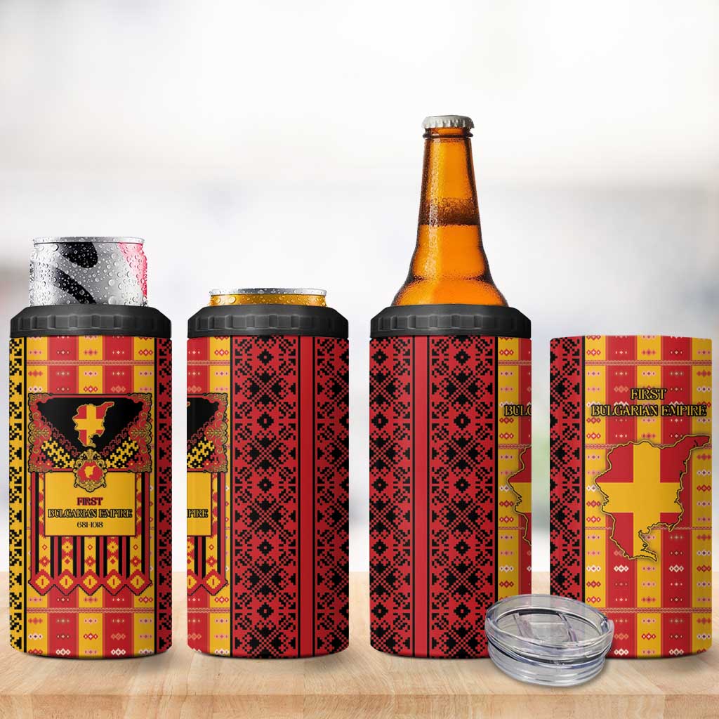 First Bulgarian Empire 4 in 1 Can Cooler Tumbler Slavic Patterns - Wonder Print Shop