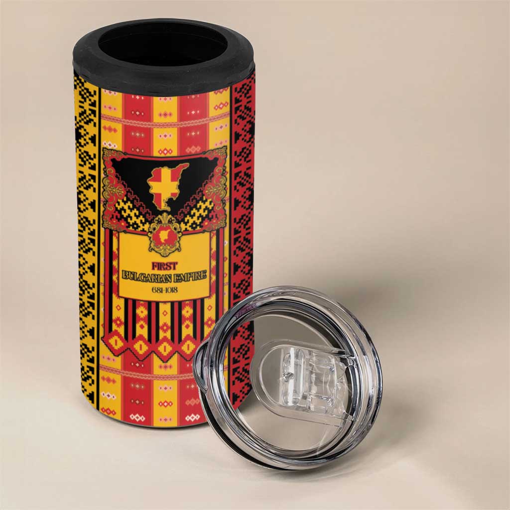 First Bulgarian Empire 4 in 1 Can Cooler Tumbler Slavic Patterns - Wonder Print Shop
