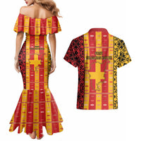 First Bulgarian Empire Couples Matching Mermaid Dress and Hawaiian Shirt Slavic Patterns - Wonder Print Shop