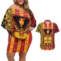 First Bulgarian Empire Couples Matching Off Shoulder Short Dress and Hawaiian Shirt Slavic Patterns - Wonder Print Shop